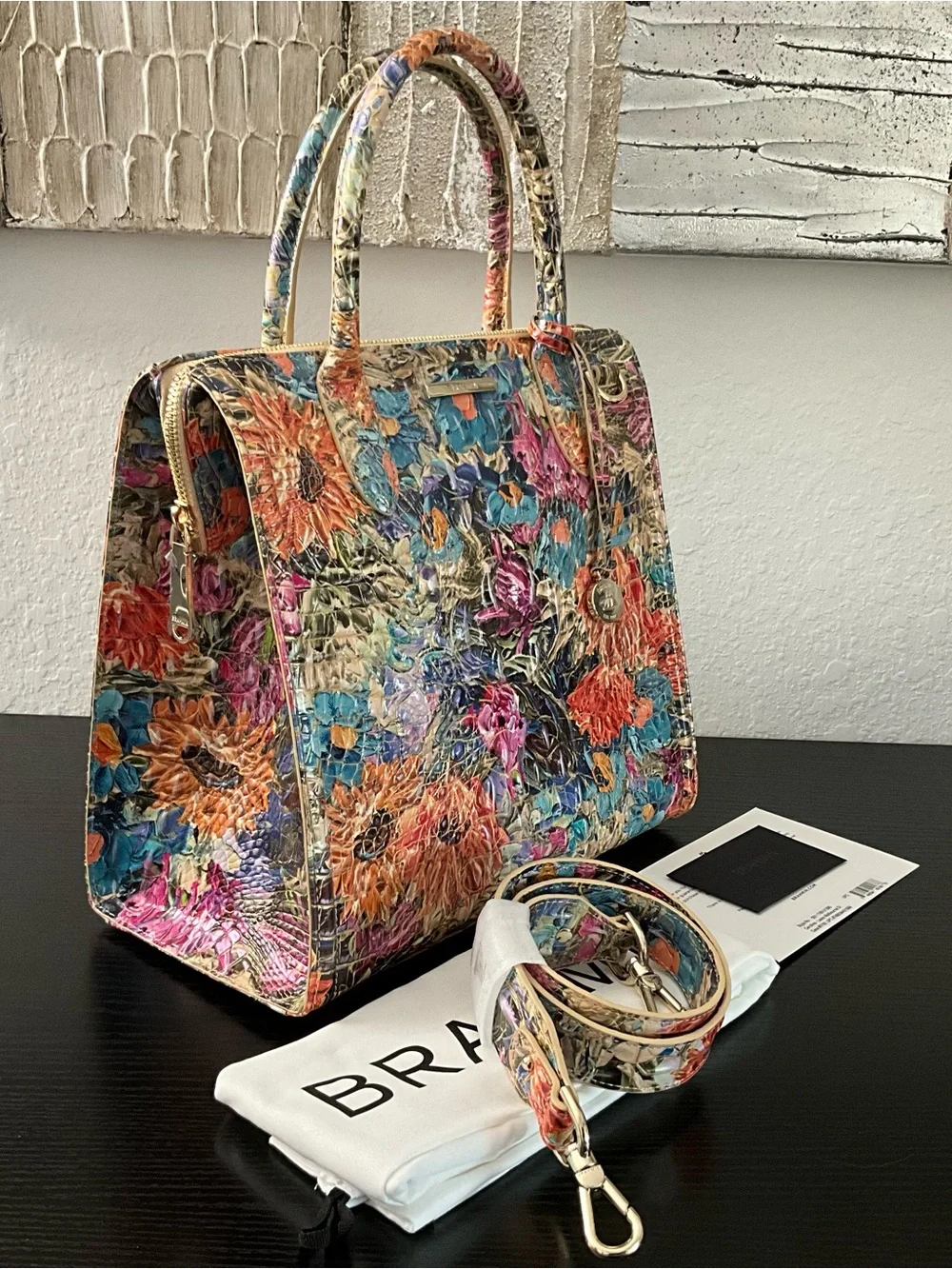 Brahmin Lg. Caroline LASSO MELBOURNE DI Floral Leather W/Eye NWT